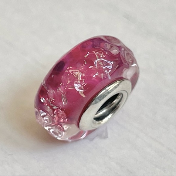Pandora Wavy Fancy Pink Murano Glass Charm - Picture 3 of 6